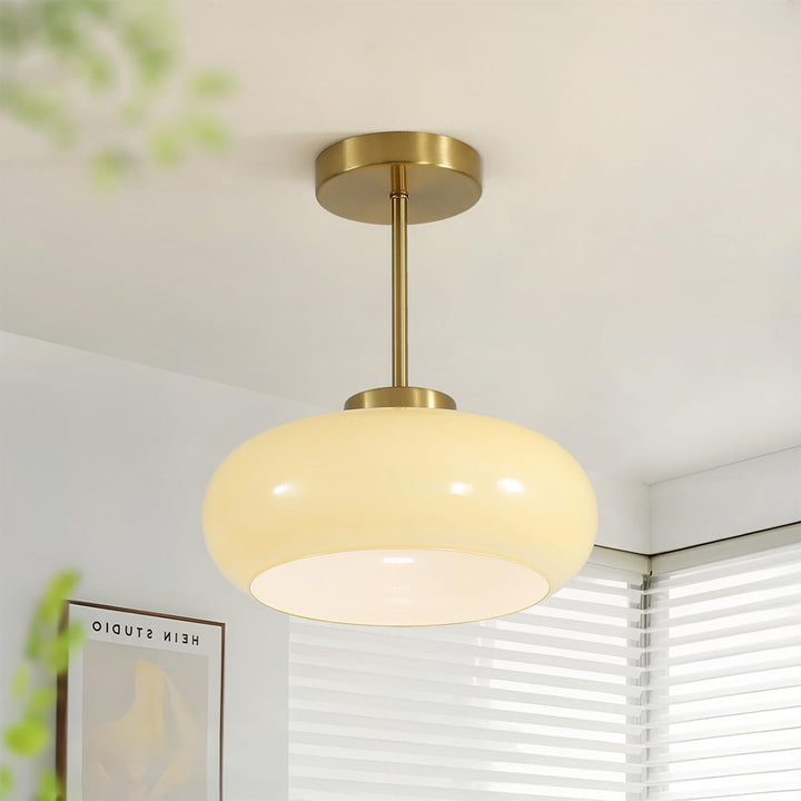 KCO Modern Glass Globe Ceiling Light Mid Century 1 Light Close to Ceiling Light Antique Brass Ceiling Light (L7188)