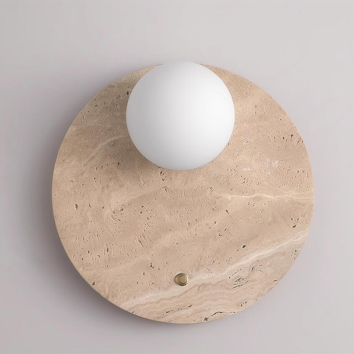 KCO Round Travertine Wall Sconce Natural Stone Wall Lamp (W8084)