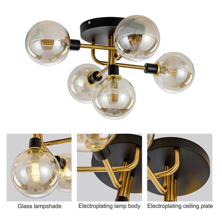 KCO 5 Lights Semi Flush Mount Ceiling Light Vintage Chandelier(L7119)