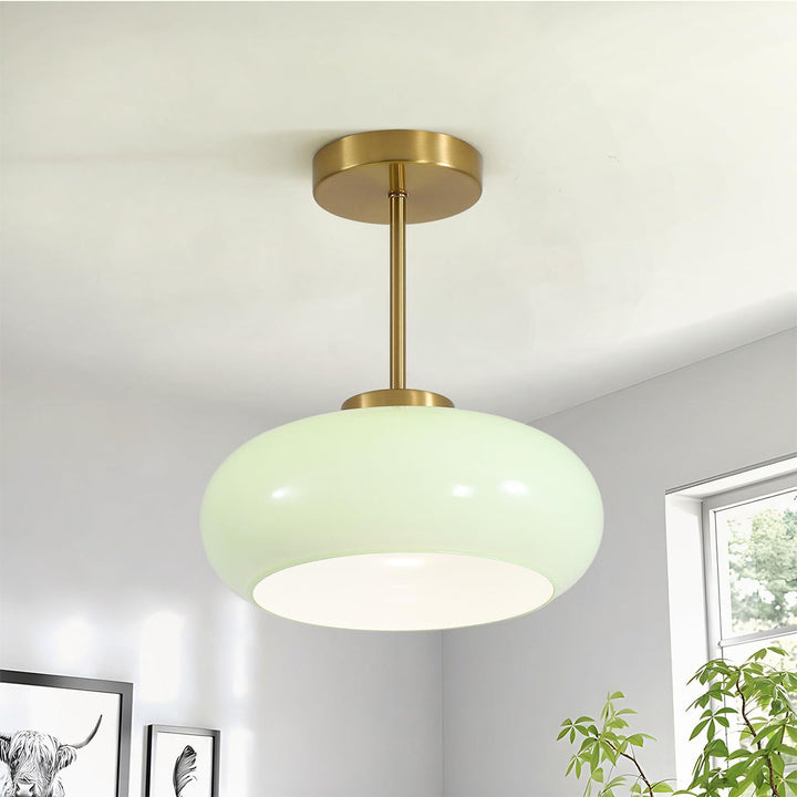 KCO Modern Glass Globe Ceiling Light Mid Century 1 Light Close to Ceiling Light Antique Brass Ceiling Light (L7188)