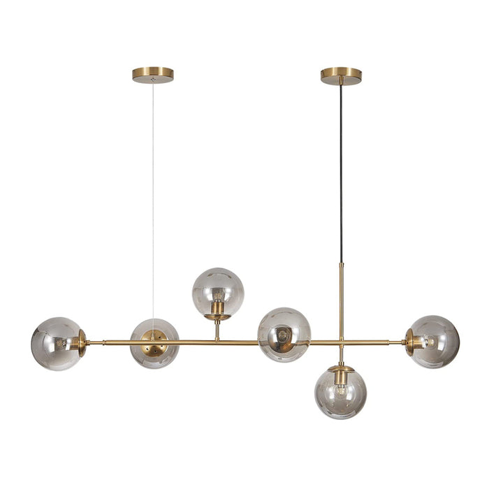 KCO 6-Light Gold Linear Chandelier Globe Pendant Light (L7117)