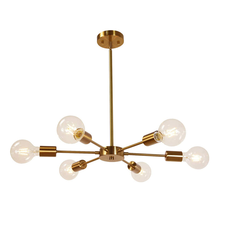 KCO Lighting Modern Sputnik Chandelier 6 Lights Brass Chandelier