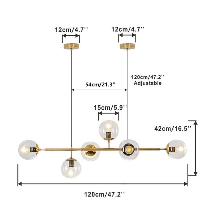 KCO 47.2 Wide Modern Liner 6-Light Chandelier with gold(L7085)