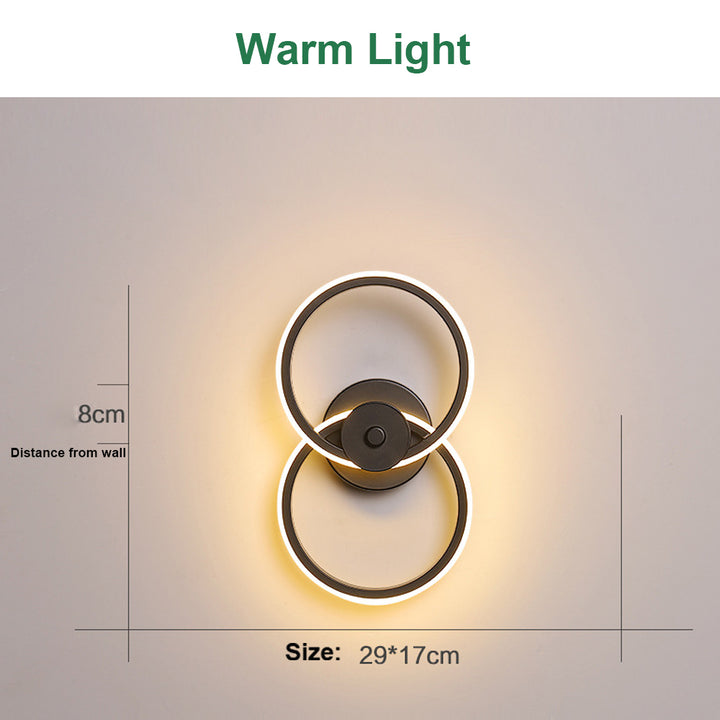 Black Dual Loop Wall Light Sconce Simple LED Acrylic Wall Mounted Lamp