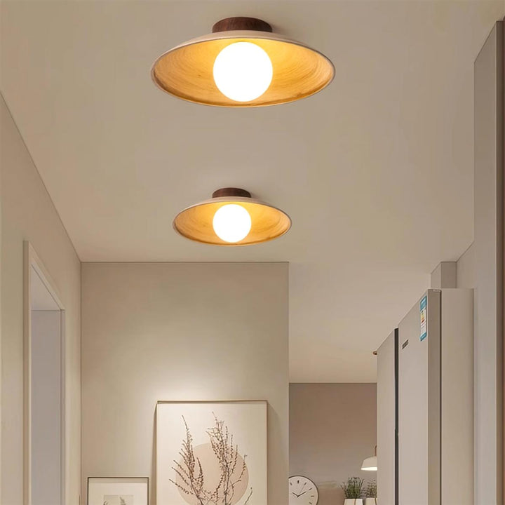 KCO Mid Century Modern Yellow Travertine Semi Flush Mount Ceiling Light Fixture (C9065)