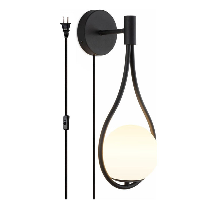 black globe wall sconce feature plug in