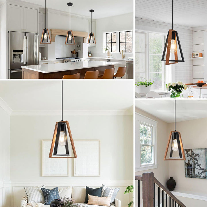 KCO 1 Pack Farmhouse Wood Pendant Light Fixture for Entryway£¨FP2107-1£©