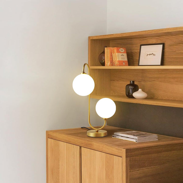 KCO Bedside Table Lamp with 2 Glass Globes (T0006)