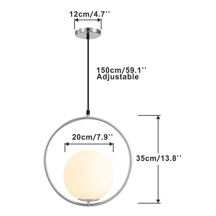 KCO Adjustable Silver Frame Globe Pendant Lighting