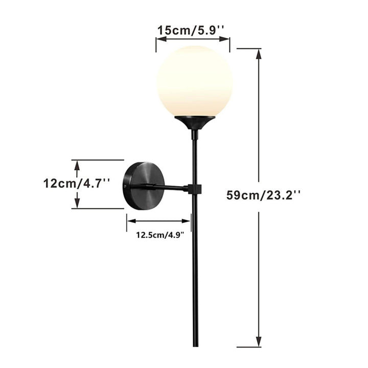 black glass globe wall sconce