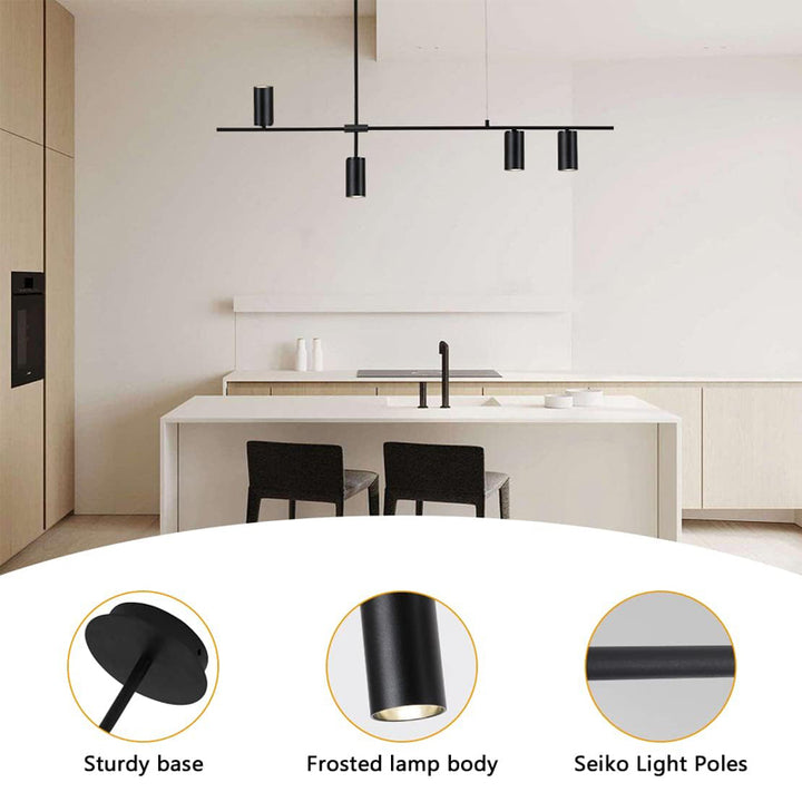 KCO Black Linear 4 Light LED Track Pendant Lighting for Kitchen Island (L7171)