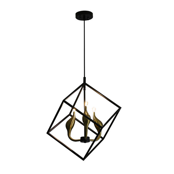 KCO 3 Light Geometric Black Pendant Cage Light (L7099£©