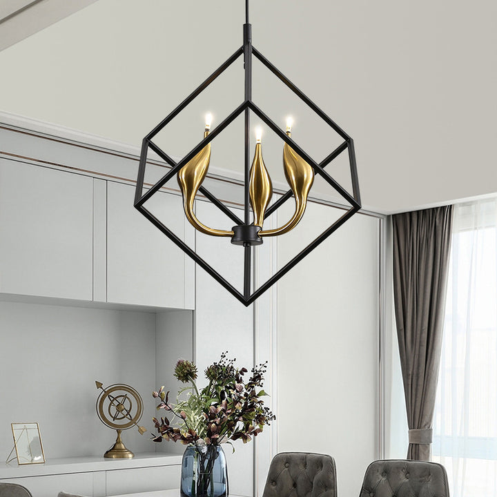 KCO 3 Light Geometric Black Pendant Cage Light (L7099£©