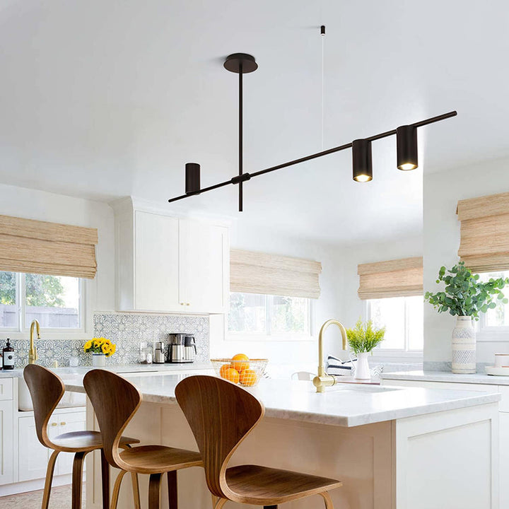 KCO Black Linear 4 Light LED Track Pendant Lighting for Kitchen Island (L7171)