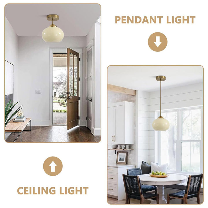 KCO Modern Adjustable Brass Ceiling Pendant Lighting with Yellow Lampshade (L7166)