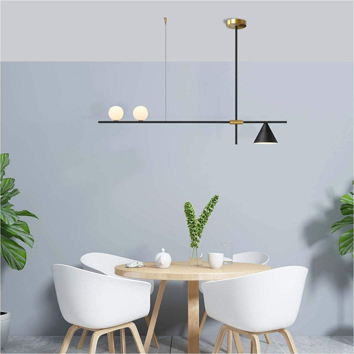 KCO Matte Black Linear Pendant Light Farmhouse Kitchen Island Rectangle Pendant Lighting (L7170)