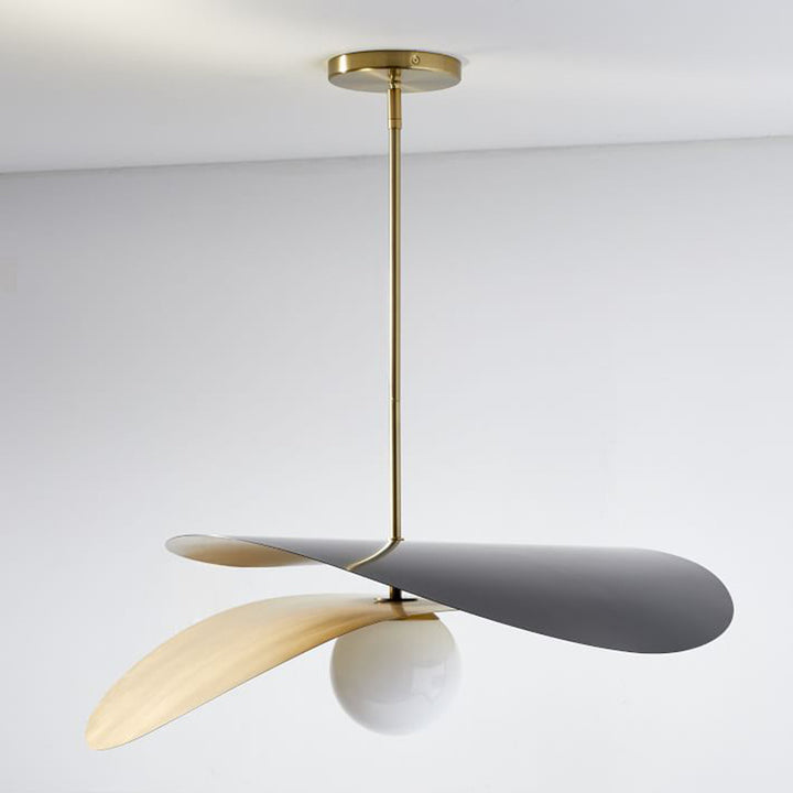 KCO Lighting Modern Hat Pendant Light, 2 Tone Brass Finish(L7102)