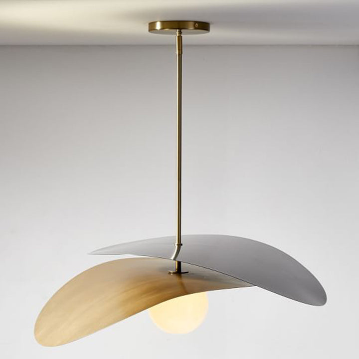 KCO Lighting Modern Hat Pendant Light, 2 Tone Brass Finish(L7102)