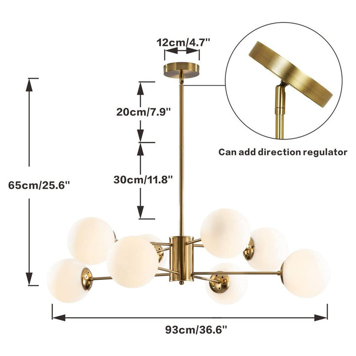 KCO Modern Glass Sputnik Chandelier with 8 Lights for Kitchen (L7130G)