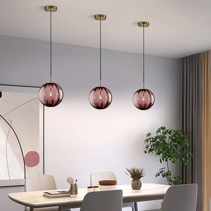 KCO Modern Large Globe Pendant Light Fixture Burgundy-9.8 (L7105)