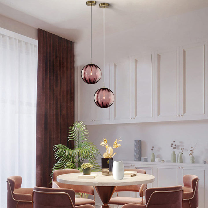 KCO Modern Large Globe Pendant Light Fixture Burgundy-9.8 (L7105)