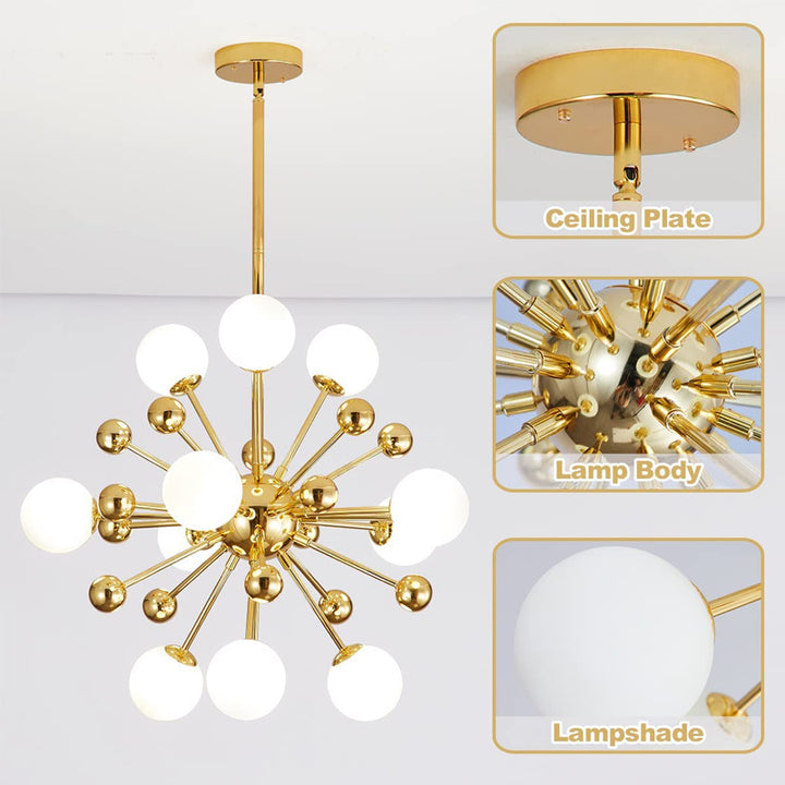 KCO Lighting Gold Mid Century Sputnik Chandelier Lighting (L7139)