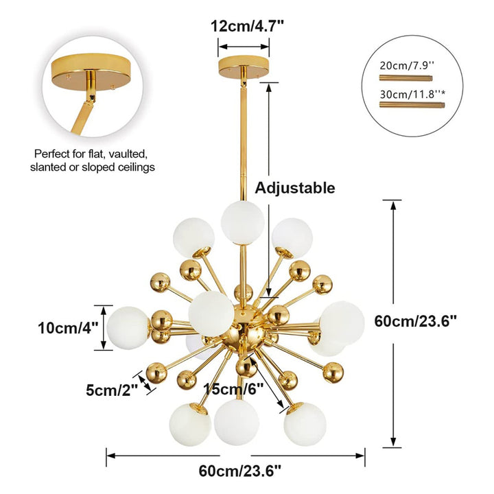 KCO Lighting Gold Mid Century Sputnik Chandelier Lighting (L7139)