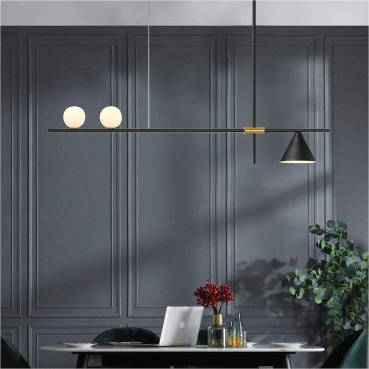 KCO Matte Black Linear Pendant Light Farmhouse Kitchen Island Rectangle Pendant Lighting (L7170)