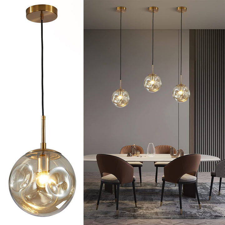 KCO Modern Irregular 9.8 Amber Globe Hanging Pendant Light (L7080)