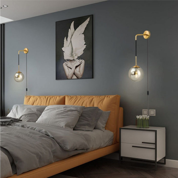 bedroom globe wall sconce