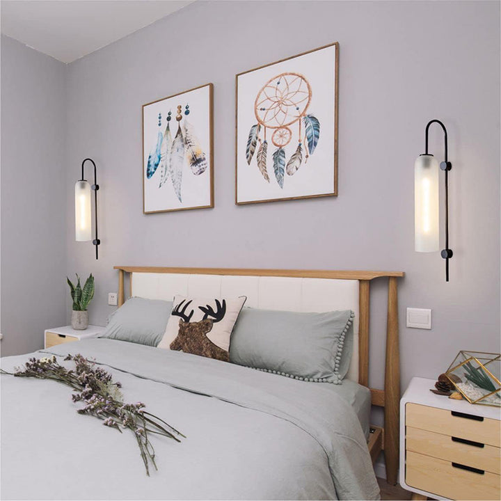 KCO Modern Black Metal Long Tube Wall Light for Bedroom Bedside (W8075)