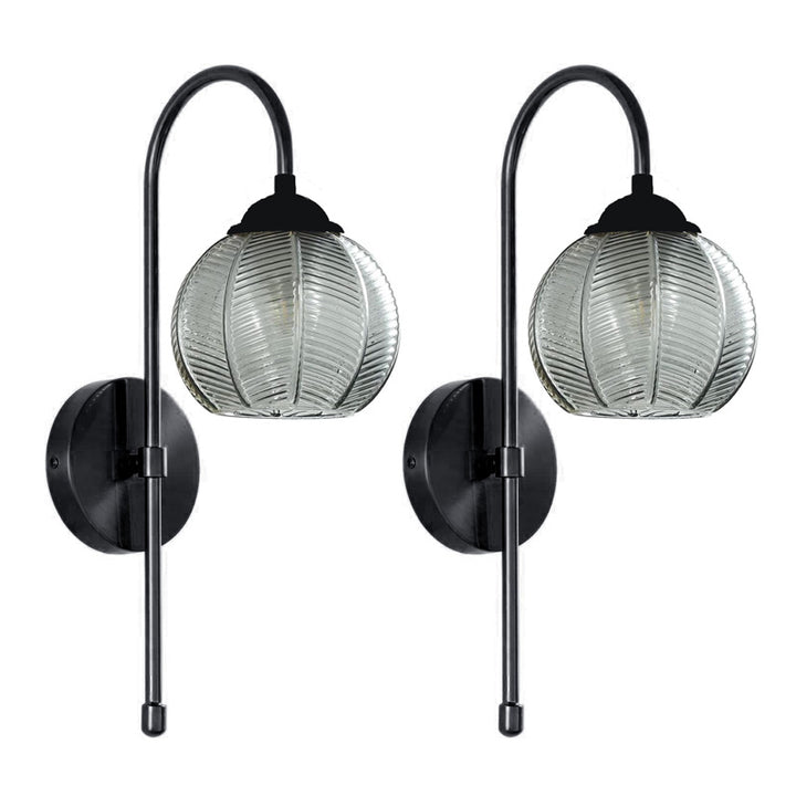 KCO New Black Smoke Gray Ribbed Wall Sconces