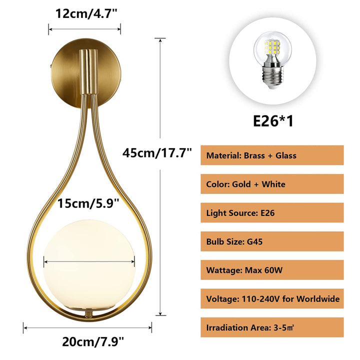 KCO Wall Sconce Mid-Century Drop Design Brass Wall Lamp (W8050)