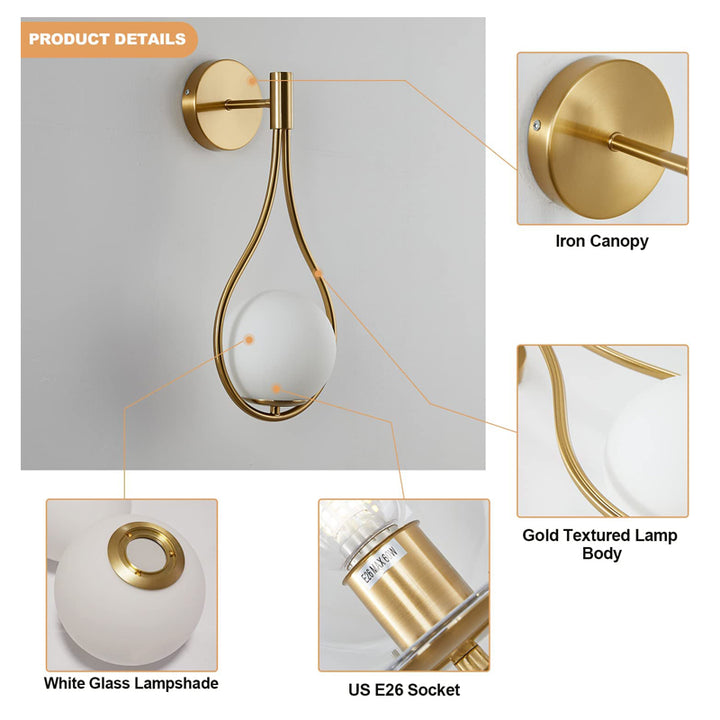 KCO Wall Sconce Mid-Century Drop Design Brass Wall Lamp (W8050)