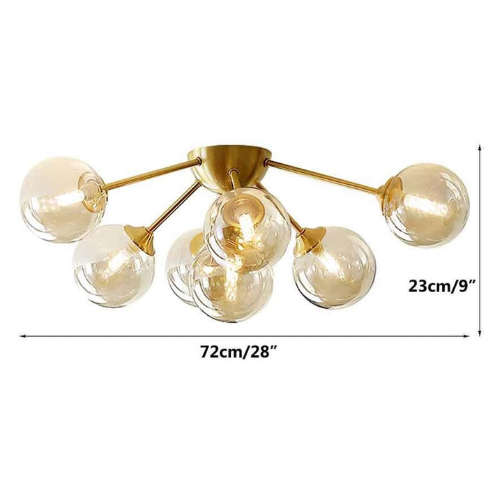 KCO Mid Century Brass Gold Flush Mount Ceiling Lamp with 7 Lights (C9034)