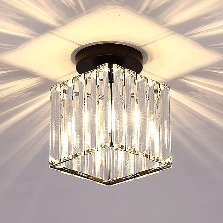 KCO Square Glass Black Semi Flush Mount Ceiling Light (C9039)