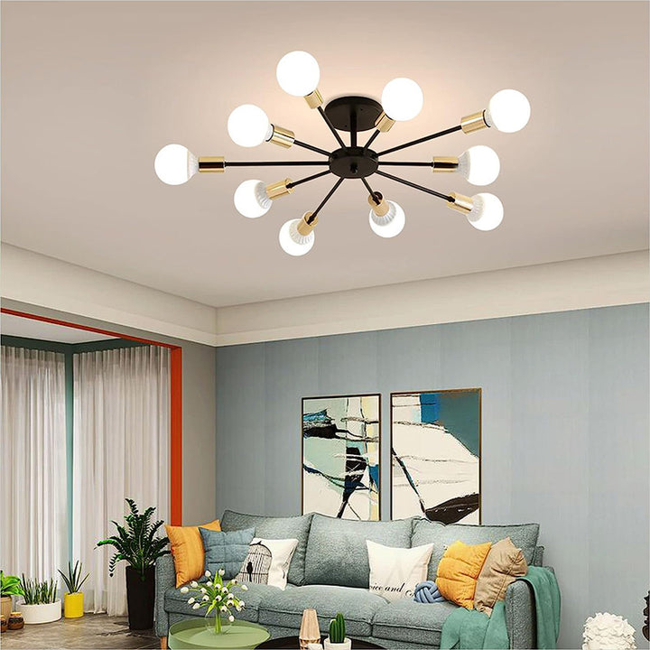 KCO Mid Century Black White Flush Mount 10-Light Ceiling Light  (C9035)