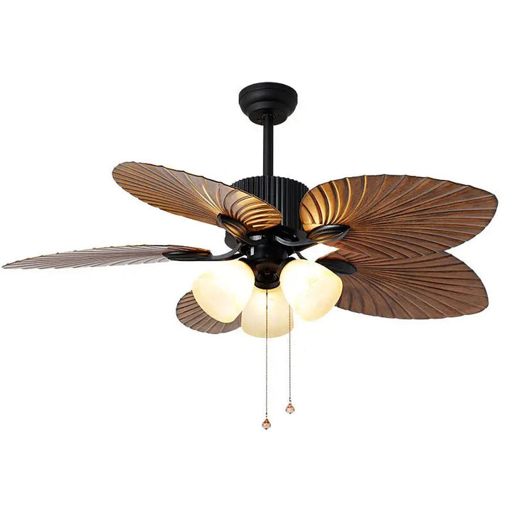 KCO 52 Inch Black Fan Chandelier  3 Light with Five Blade (L7112)