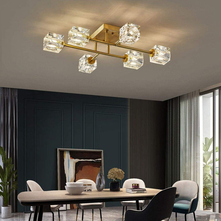 KCO K9 Crystal Semi Flush Mount Ceiling Light with 6 Lights (C9040)