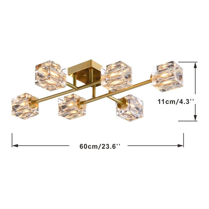 KCO K9 Crystal Semi Flush Mount Ceiling Light with 6 Lights (C9040)