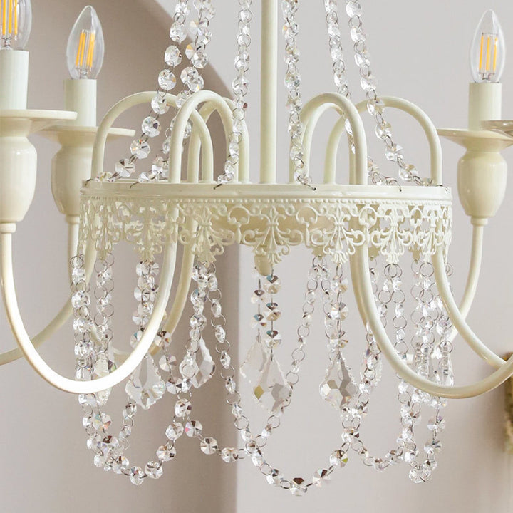 KCO Modern White 6-Light Candle Style Chandelier with Crystal (L7127)