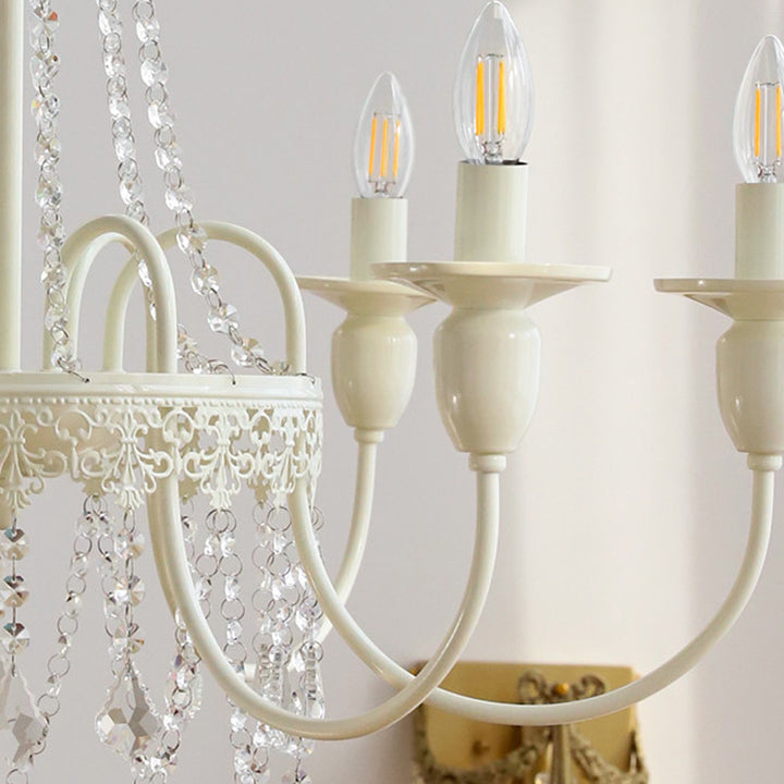 KCO Modern White 6-Light Candle Style Chandelier with Crystal (L7127)