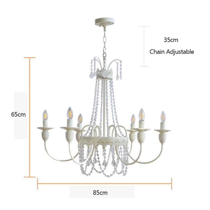 KCO Modern White 6-Light Candle Style Chandelier with Crystal (L7127)