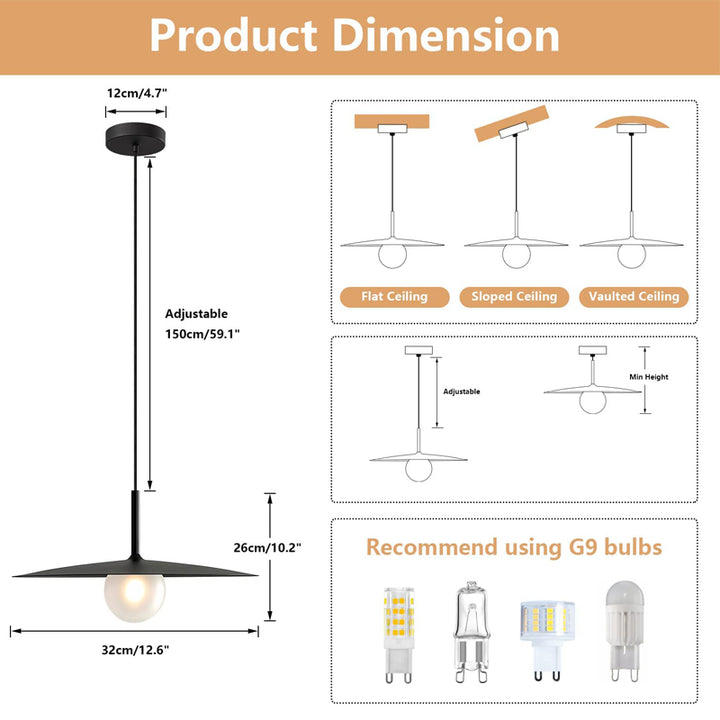 KCO Modern Black Disc Pendant Light (L7081)