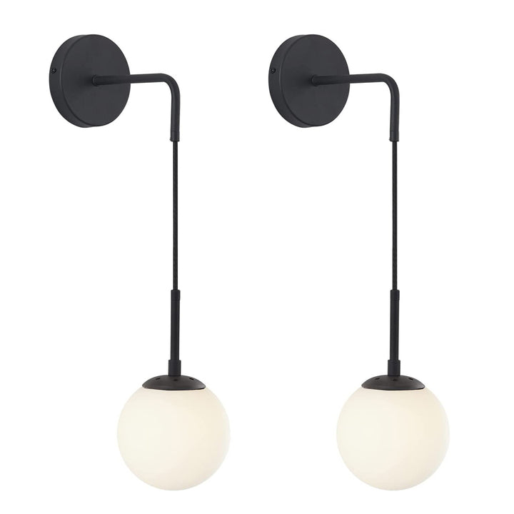 KCO Black Glass Globe Wall Sconce Set of 2 