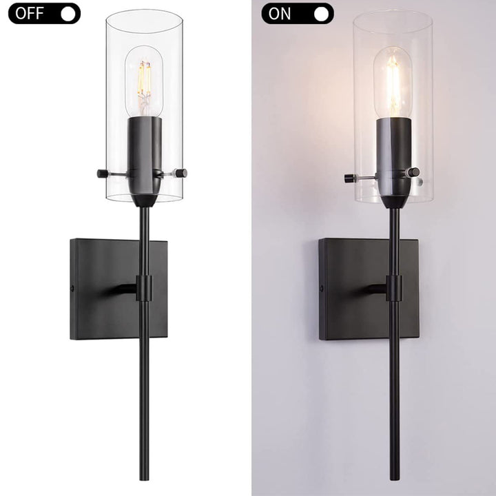 KCO Matt Black Modern Glass Wall Sconce with Clear Glass(W8053)