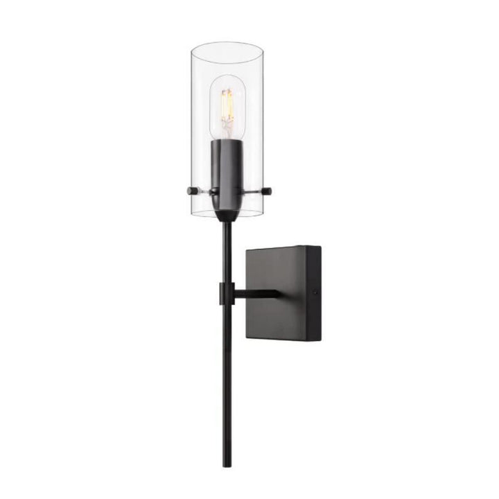 KCO Matt Black Modern Glass Wall Sconce with Clear Glass(W8053)