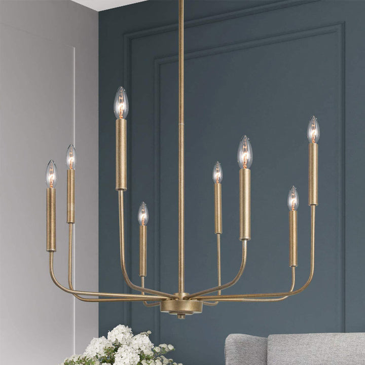 KCO 8-Light Vintage Gold Modern Chandelier Candle Light(L7125)