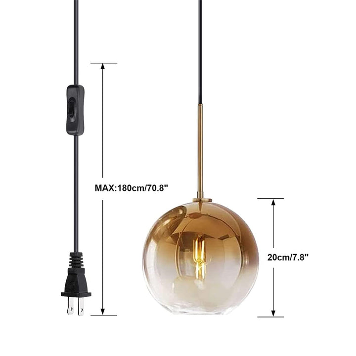 KCO Glod Glass Pendant Light Hanging Lamp with On/Off Switch(L7082)