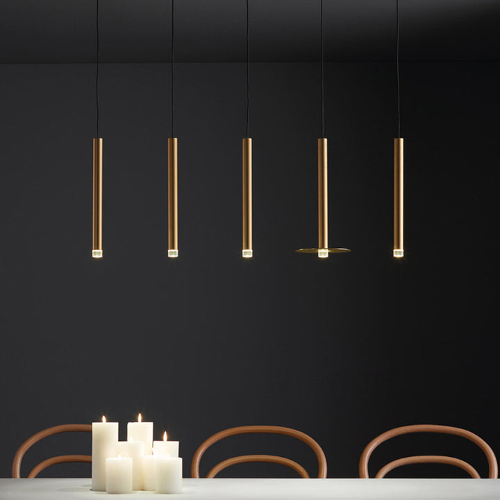 KCO Gold Metal Long Tube Led Pendant Light (L7098)